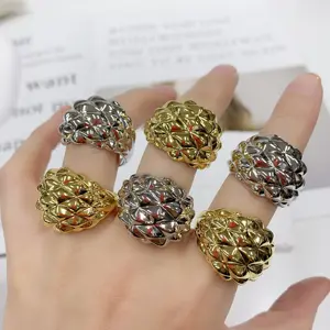 LS-B5465 Sparkly Amazing cuff finger ring luxury gold silver ring for women Chunky solid ring new trendy 2024 fashion