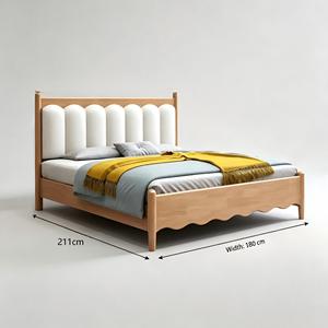 Simple Modern Solid Wood Rubber <b>Double</b> Wooden 1.5m 1.8m Twin Soft <b>Bed</b> Frame Home Furniture Bedroom <b>Beds</b> - Product Image 2