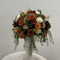 Boule de fleurs artificielles de qualité supérieure PPS, couleur marron, 60 cm, pour mariage, événement, centre de table, décoration