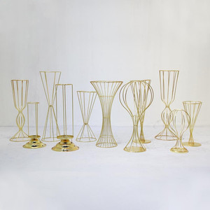 New Electric Gold-plated Rack <b>Wedding</b> Table Flower <b>Frame</b> <b>Wedding</b> Hall Layout Metal Flower Ornaments Artificial Gold Flower Stand - Product Image 1