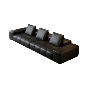 Sofá de bloque de tofu de piel de vaca negro Pixel de diseñador minimalista italiano, unidad pequeña para escuela tapizada, sala de estar, Villa de fila recta - Product Image 2