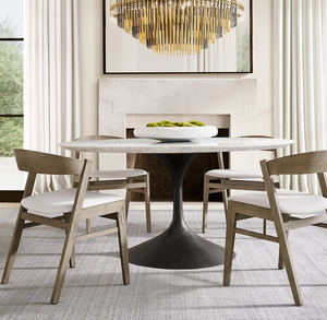 Table à manger en marbre ardoise de luxe pour salon, base en métal de style mid-century - Product Image 4