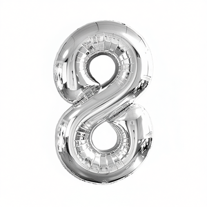 Globo de Papel de Aluminio Plateado con el Número 8 para Fiestas de Cumpleaños, 100 cm - Product Image 2