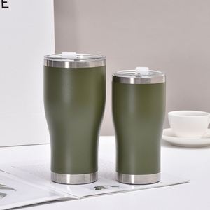 Gobelet thermique incurvé de 20 oz, en acier inoxydable avec revêtement en poudre, à double paroi, isolé sous vide, avec couvercle 2 en 1 - Product Image 1