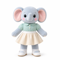 Peluche éléphant debout de 40 cm avec tenue et chaussures personnalisables, jouet en peluche sur mesure OEM ODM pour la vente en gros