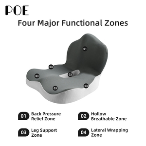Cojín de Asiento Ergonómico de Espuma Viscoelástica con Soporte para Cintura y Cadera, Diseño Rectangular, Técnica de Costura para Alivio de Espalda y Glúteos - Product Image 4