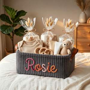 Cesta de Almacenamiento para Bebé de Pana Personalizada, Organizador de Pañales con Nombre, Regalo para Recién Nacido y Decoración para Cuarto de Bebé, Regalo para Baby Shower - Product Image 4
