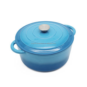 Helder Huishoudelijke Artikelen Nieuw Blauw Hot Selling Gietijzeren Nederlandse Oven Antiaanbakoven Kookpot Gradiënt Blauw Email Gietijzeren Braadpan - Product Image 3