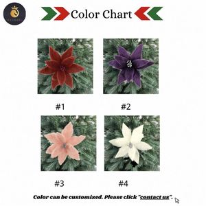 Decoraciones de flores artificiales de Navidad, tallo de flor esponjosa suave blanca con <span class=keywords><strong>estambre</strong></span> de brillo, flores de Navidad de terciopelo, Navidad - Product Image 2
