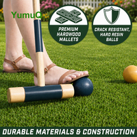 Vente d'usine YumuQ : Ensemble de jeu de croquet vintage pour six joueurs, design moderne en bois, pour les familles, jeu de jardin en plein air