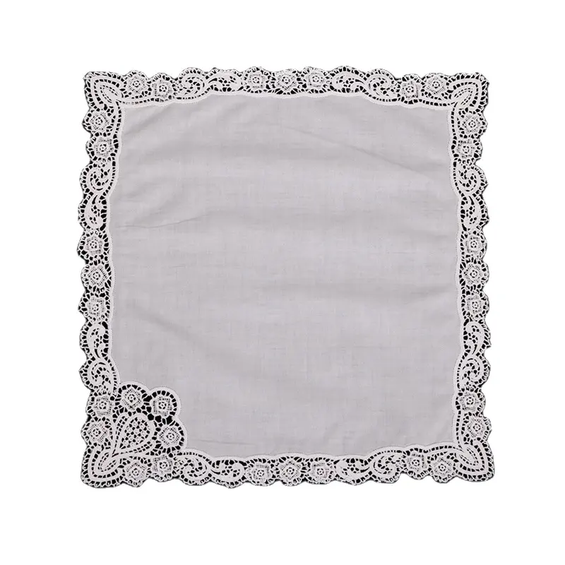 A005-R stampabile ricamato Ladies hankies Women Wedding Christmas Gift 12 "x 12" sciarpa quadrata fazzoletti di pizzo di cotone bianco