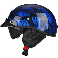 Nouveau casque de moto vintage en ABS demi-face avec visière HD, design rétro toutes saisons, lentille intérieure