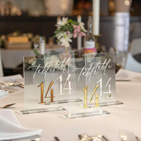 Porte-numéros de table personnalisés en acrylique transparent, motif dessin animé, pour mariage et Noël, design personnalisable, finition transparente, respectueux de l'environnement