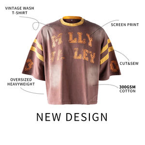 पुरुषों के लिए कपास टी शर्ट 100% कस्टम लोगो के लिए सूती टी शर्ट के साथ पुरुषों के लिए उच्च गुणवत्ता वाले विंटेज एसिड वॉश टी शर्ट - Product Image 2