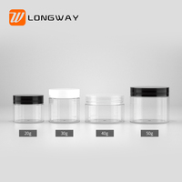 Vente directe d'usine 20/30/40/50g emballage de crème cosmétique pour les soins de la peau pot en plastique PET avec couvercle à vis pour les cosmétiques au lait corporel