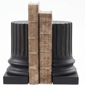 Sujetalibros Decorativo Negro de Metal, Diseño Clásico de Columna para Hogar, Oficina, Biblioteca, Estante, Escritorio, Almacenamiento, Exhibición, Interior - Product Image 1
