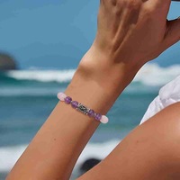 Pulsera de Runas Vikingas con Amatista Natural, Pulsera de Cuentas con Espaciadores de Acero Inoxidable, Joyería Rúnica Nórdica Retro para Hombre y Mujer, Regalo para Él