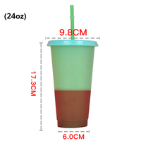 Vente en gros collection d'été 16oz gobelet à froid en plastique transparent pour enfants gobelets réutilisables à changement de couleur avec couvercles et pailles pour la fête