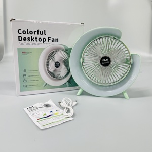 <b>Table</b> Stand Colored Night <b>Light</b> Air Cooling Oscillating Fan with 3 Speed Adjustable for Office Home Travel Cooling - Product Image 2
