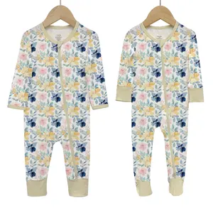 Bamboo Viscose Spandex Baby Footed Toddler Pajamas Romper Zip Front Sleepn Play Sleeper Infant Baby Clothes Jumpsuit Romper