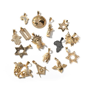 Prix de gros, collier personnalisé en acier inoxydable 316L, carte religieuse, terre, hexagramme, <span class=keywords><strong>masque</strong></span> de pharaon, pendentif hip hop pour homme, étanche - Product Image 2