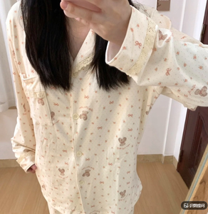<span class=keywords><strong>Pigiama</strong></span> Coreano Retrò con Stampa di Orsacchiotto, Cardigan Aperto con Bordo in Pizzo, <span class=keywords><strong>Pigiama</strong></span> Dolce da Donna per Primavera e Autunno - Product Image 6