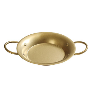 Retro Gold Spanish Seafood Baked Rice Pot Double-Handled Stainless Steel Flat Bottom Round Oven Safe Pan - Product Image 3