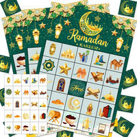 Jeu de cartes de bingo de haute qualité, style musulman, 37 pièces, en papier, facile à déchirer, pour décorations de fête du Ramadan et de l'Aïd Moubarak