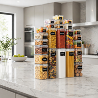 Ensemble de bocaux de conservation réutilisables en plastique alimentaire sans BPA, compatibles lave-vaisselle, grande capacité, pour une préparation saine des repas en cuisine