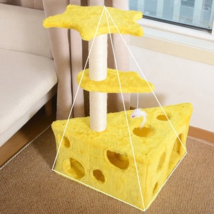 Arbre à chat moderne au design mignon en forme de fromage, meuble d'escalade amusant pour chats d'intérieur, en sisal, emballé en carton - Product Image 3