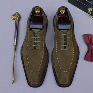 Chaussures en cuir véritable pour hommes, chaussures habillées à la mode, chaussures de mariage décontractées à lacets - Product Image 4