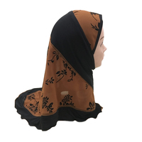 Vente en gros belle fleur musulmane petite fille hijab islamique écharpe hijab chapeaux XDH091