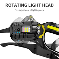 Lampe frontale LED rechargeable mains libres avec projecteur et éclairage large pour réparation, inspection, camping et travaux en extérieur