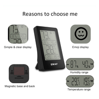 EMAF termometer rumah tangga, pengukur temperatur higrometer dalam ruangan Digital untuk rumah kantor rumah kaca