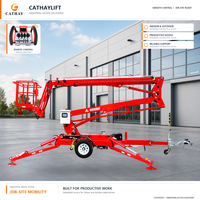 CATHAYLIFT 200kg 10m elektrikli adam kaldırıcı teleskopik bomlu bomlu kaldırıcı çalışma platformu