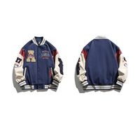 Veste bomber varsity brodée de haute qualité pour homme, noire, vintage, avec lettres imprimées, style baseball, décontractée