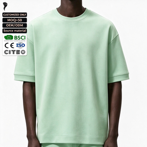 เสื้อยืดโอเวอร์ไซส์ผู้ชาย OEM ผ้าฝ้าย 100% ทรงหลวม สวมใส่สบาย น้ำหนักผ้า 300 กรัม ปักลายด้านหน้า คอกลม แขนสั้น - Product Image 1