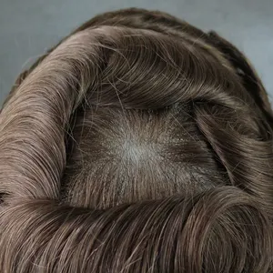 NG v loop perruques de cheveux humains vierges, toupet de cheveux à peau Super fine, remplacement de cheveux pour hommes