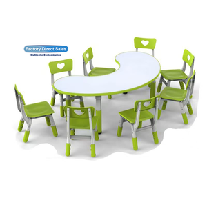 Bo Jiao Children Furniture Supplier Semi-circle Plastic Table Cute Kids Desk