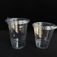 Afgeronde bodem PET plastic beker met deksel zonder rietje voor bubble tea, milk tea en koude dranken, U-vormige dikke buikbeker