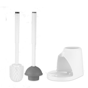 Hot Selling Bathroom <b>Cleaning</b> TPR Silicone Toilet <b>Brush</b> and Toilet Plunger With Holder Set - Product Image 2