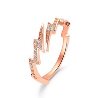 RFJEWEL 2026 Nouvelle Bague Ajustable Plaqué Or/Or Rose Éclatante avec Zircons Cubiques Pavés, Bijou Tendance pour Femme – Vente en Gros