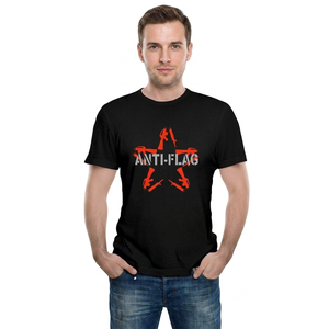 T-shirt noir à manches courtes pour homme, respirant, 180g, avec logo du groupe Anti-Flag imprimé, style décontracté, col rond, en jersey de polyester - Product Image 1