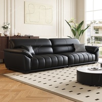 Canapé sectionnel en cuir avec éponge à haute résilience pour petit salon et villa, design moderne minimaliste à touches de piano, pieds en bois