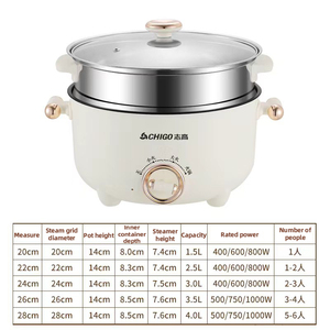 Sartén Eléctrica Grande Great Bear de 20-28 cm, Calentamiento Rápido, Multiusos, Antiadherente, <span class=keywords><strong>Olla</strong></span> Eléctrica para el Hogar - Product Image 6