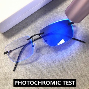 Lentilles photochromiques sans monture rectangle alliage argent or noir lunett photogray <span class=keywords><strong>antireflet</strong></span> femmes dames lunettes à changement de couleur - Product Image 3