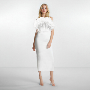 Hot Sell Designer stile moda 3D collo fiore bianco sottile elegante abiti da <span class=keywords><strong>donna</strong></span> abiti da <span class=keywords><strong>donna</strong></span> <span class=keywords><strong>boutique</strong></span> Maxi abiti Sexy - Product Image 2