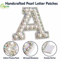 Patchs thermocollants personnalisés 26 lettres, appliqués 3D faits main, perles et strass pour vêtements