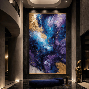 Quadri Moderni Dipinti a Mano al 100% su Tela Grande: <span class=keywords><strong>Nuvole</strong></span> Dorate e Cielo Blu - Dipinto a Olio su Tela per Decorazione Murale - Product Image 2