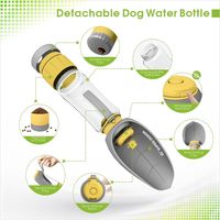 Bouteille d'eau pour chien en plastique durable moderne avec récipient pour nourriture, bol de voyage portable anti-fuite pour animaux de compagnie, gris